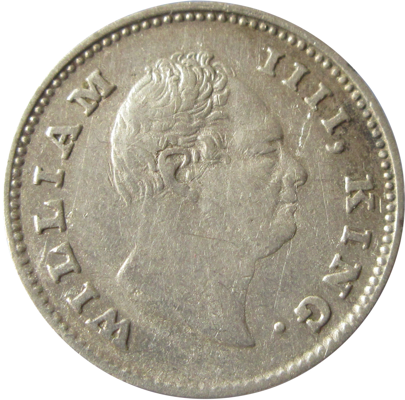 1835 1/4 Rupee William IV King Calcutta Mint F Incused | GK 56 Scarce