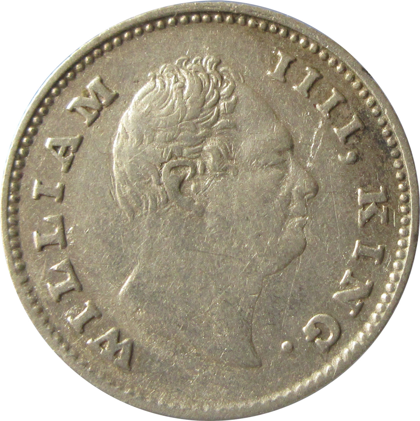 1835 1/4 Rupee William IV King Calcutta Mint F Incused | GK 56 Scarce - Image 2