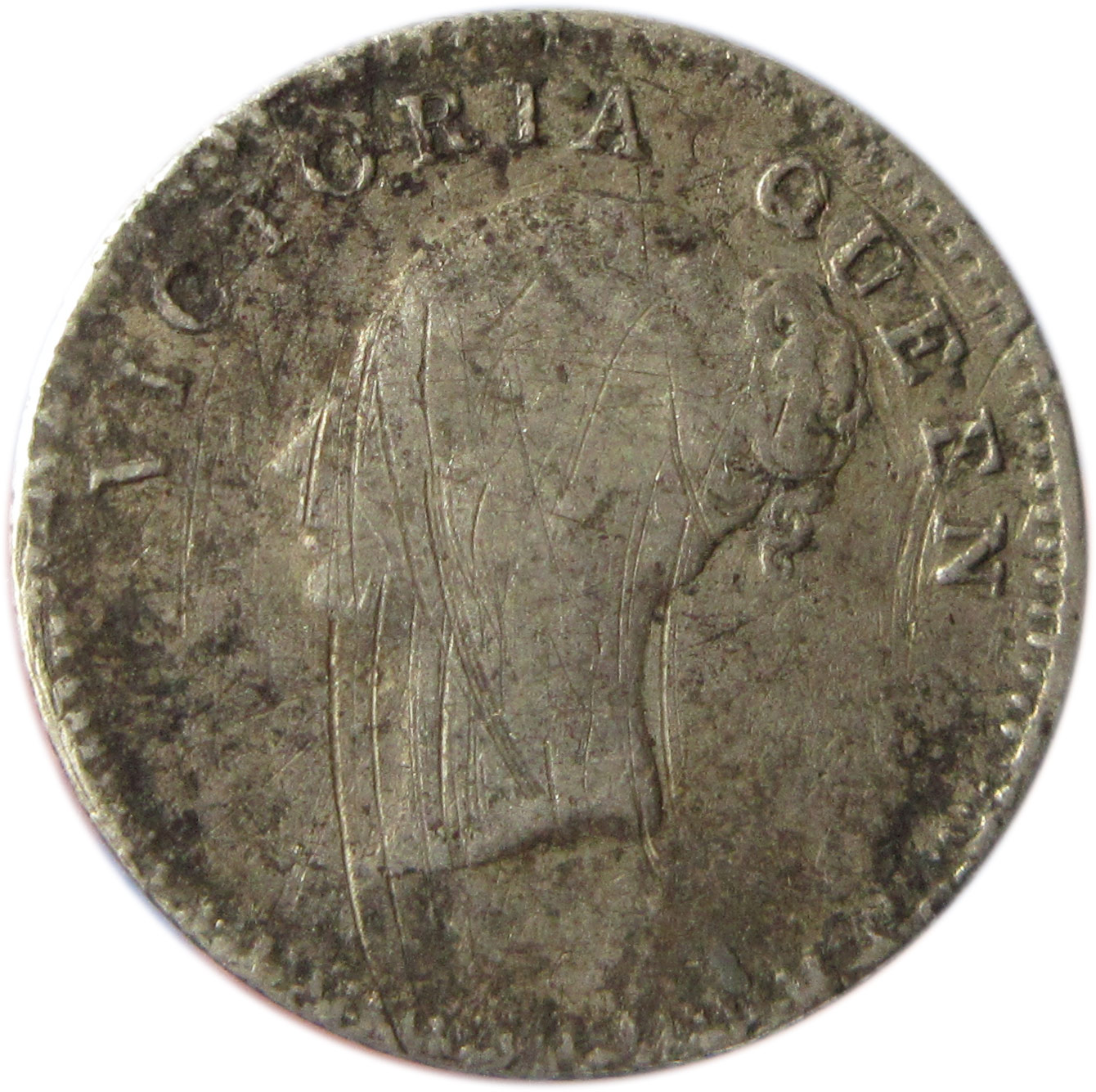 1841 Silver Two Annas Victoria Queen Continuous Legend Calcutta Mint | GK 134 | 16 Berries
