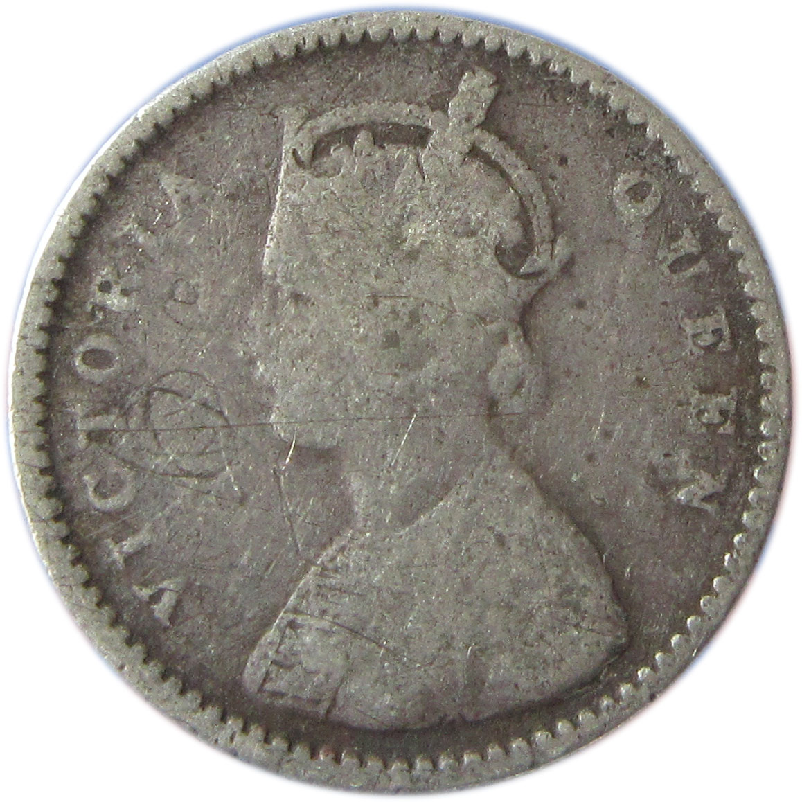 1862 Two Annas Queen Victoria Bombay Mint, GK 383 - obverse
