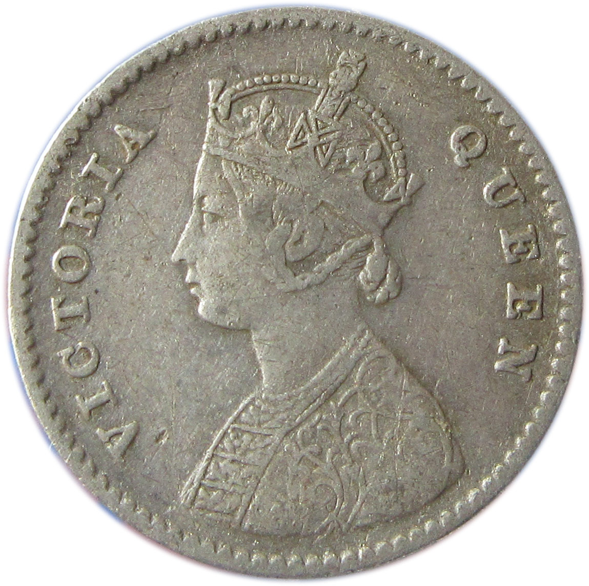 1862 Two Annas Queen Victoria Calcutta Mint, GK 381 - obverse