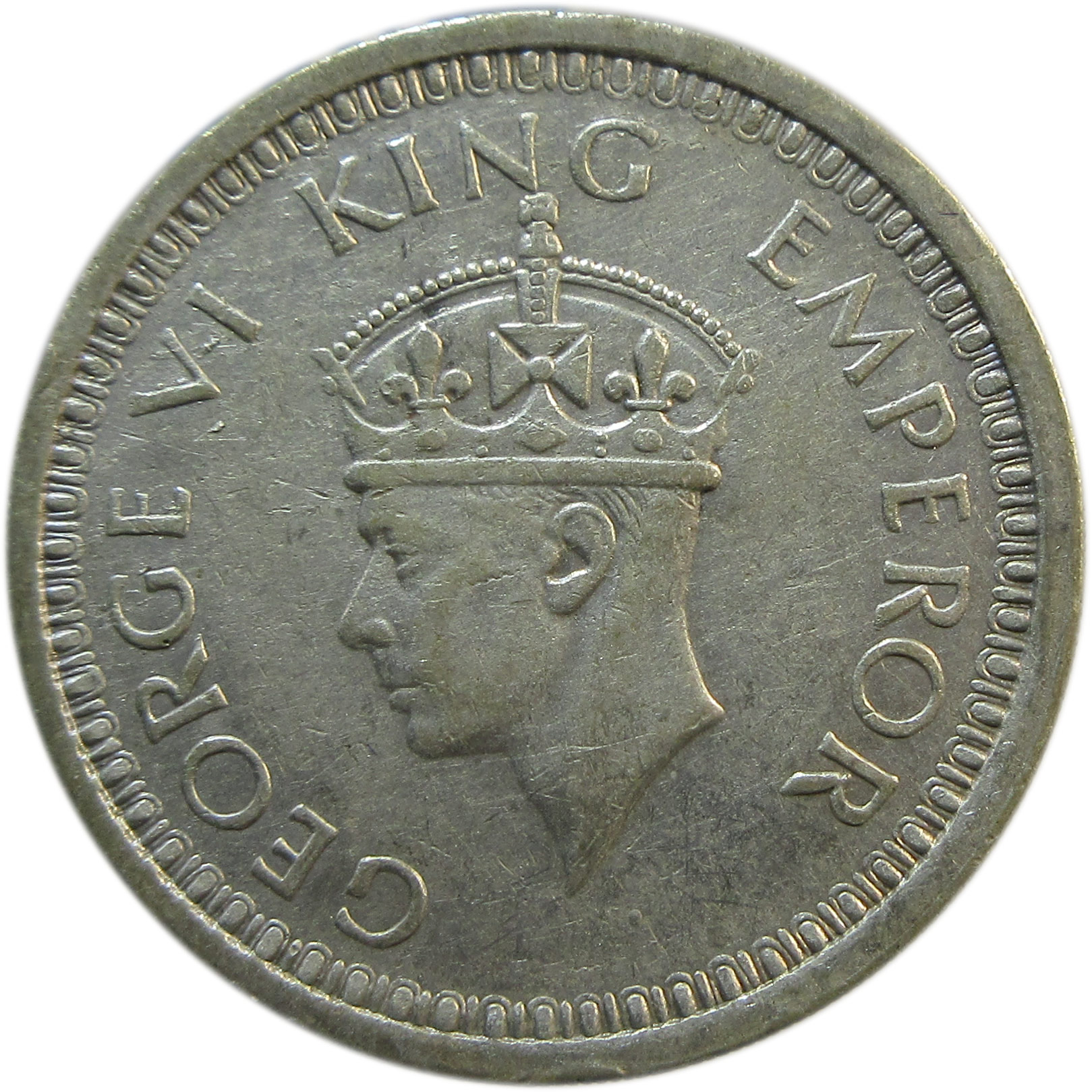 1944 One Rupee King George VI Lahore Mint GK 1282 Thin 'L'