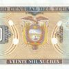 Ecuador 20000 Sucres banknote 1999 back