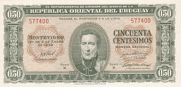 Uruguay 50 Centésimos 02-01-1939 | UNC