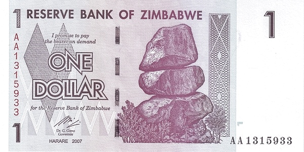 Zimbabwe 1 Dollars Banknote 2007 | UNC
