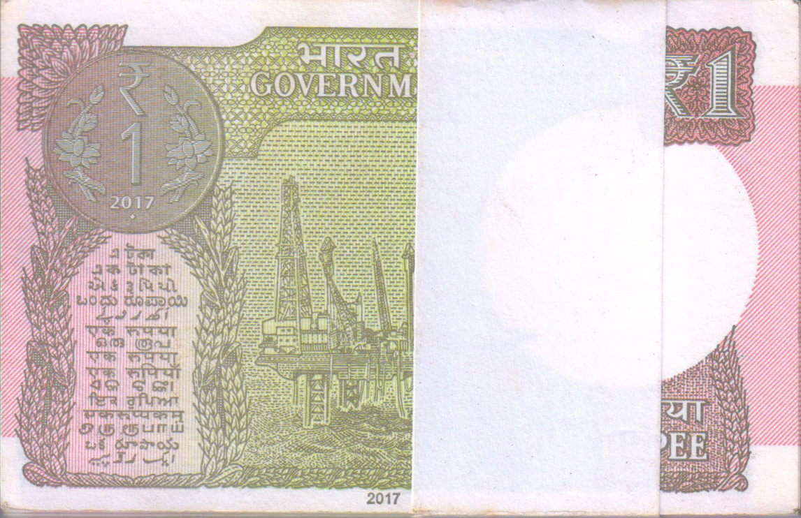 India, 2017 Rupee 1 Complete Serial Bundle of 100 Notes, 19C 024601 to 19C 024700 , Sign. by Saktikanta Das, Inset L - Image 6